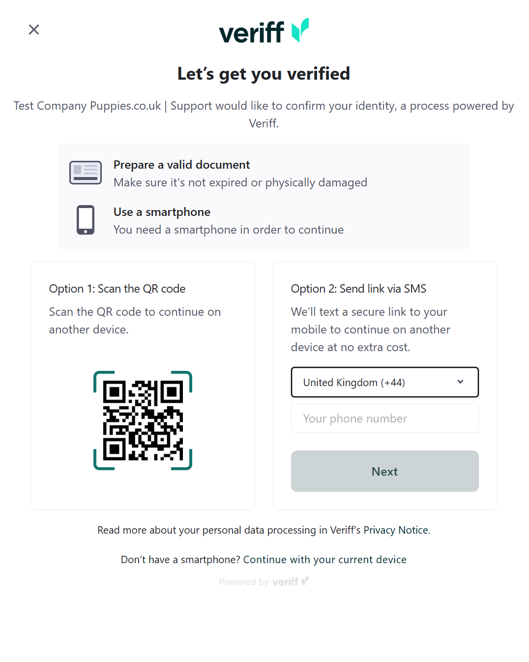 veriff verification page
