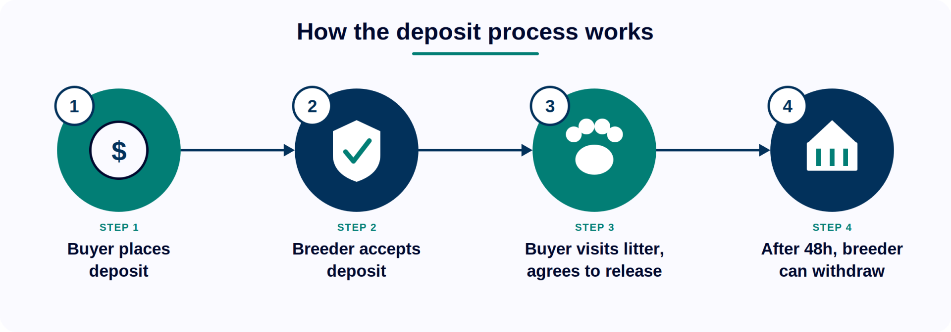 place deposit, accept deposit, visit the litter, release funds, and withdraw